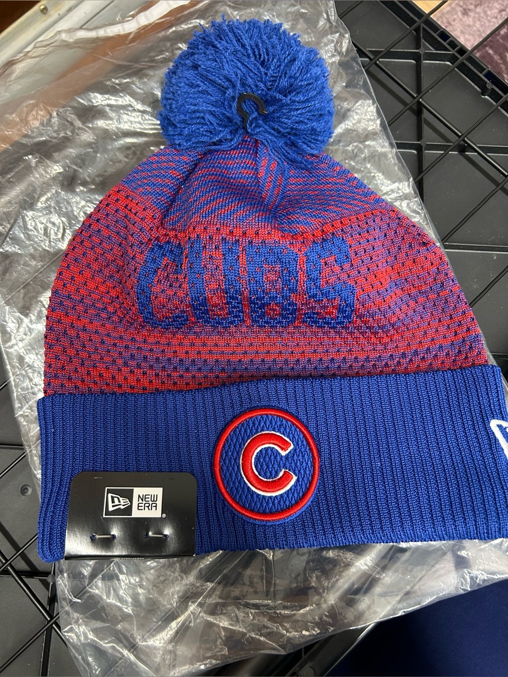 New Era unisex Chicago Cubs Knit Pom Beanie - Royal Blue & Red